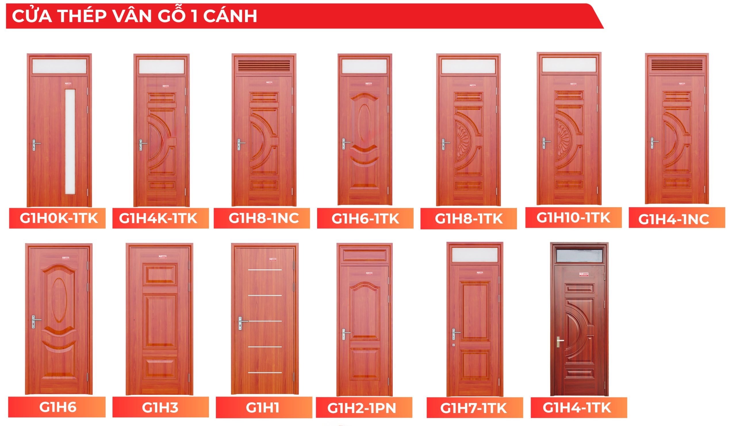 Cửa thép vân gỗ 1 cánh
